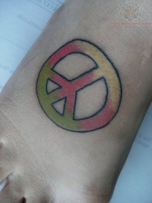 Peace Symbol Tattoo On Foot
