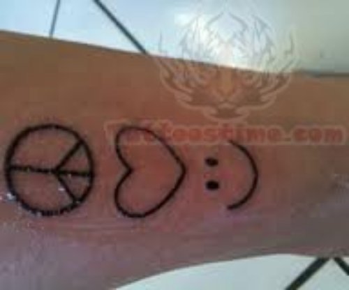 Peace Heart And Smiley Tattoo