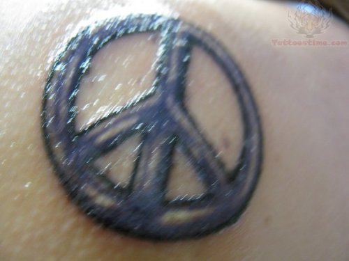 Peace Symbol Blue Ink Tattoo