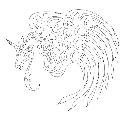 Outline Unicorn Pegasus Tattoo Design