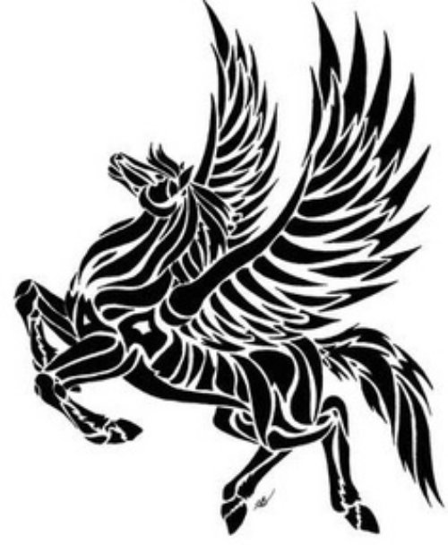 Beautiful Black Tribal Pegasus Tattoo Design