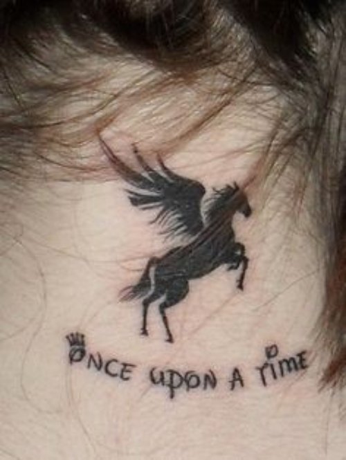 Once Upon a Time Pegasus Tattoo On Nape