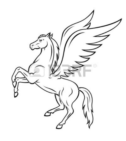 Outline Pegasus Tattoo Design For Guys