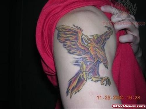 Elegant Phoenix Tattoo On Shoulder