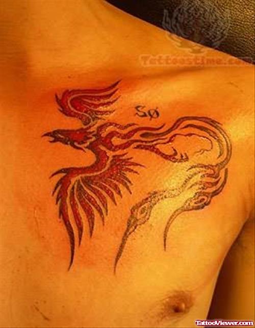 Phoenix Rebirth Tattoo On Chest