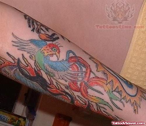 Phoenix Colorful Tattoo On Arm