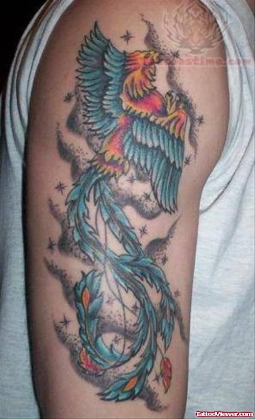 Colorful Phoenix Tattoo For Sleeve