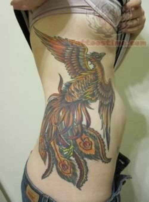Phoenix Tattoo On Side Rib