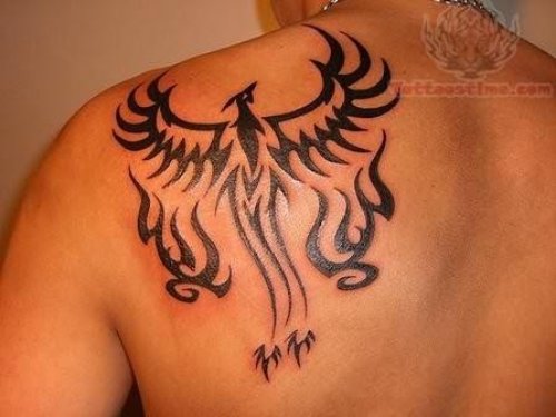 Tribal Phoenix Tattoo On Back