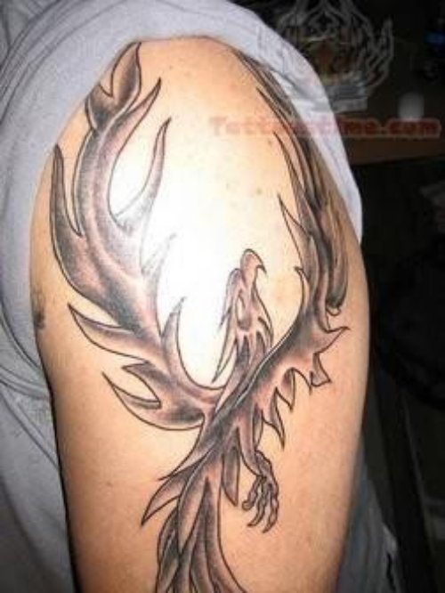 Trendy Phoenix Tattoo On Bicep