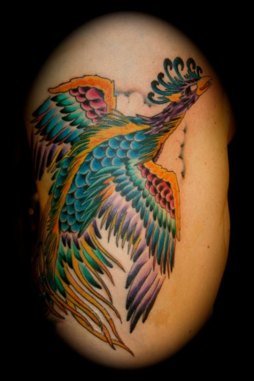 Amazing Color Ink Phoenix Tattoo Design