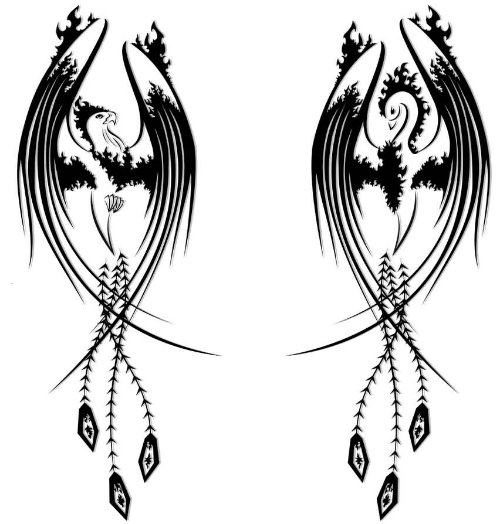 Black Tribal Phoenix Tattoos Designs