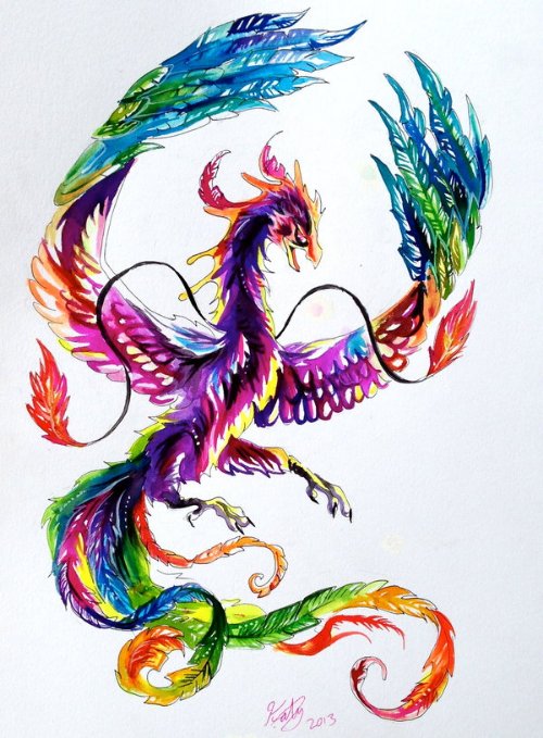 Colorful Phoenix Tattoos Design