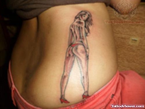 Pinup Girl Tattoo On Lowerback