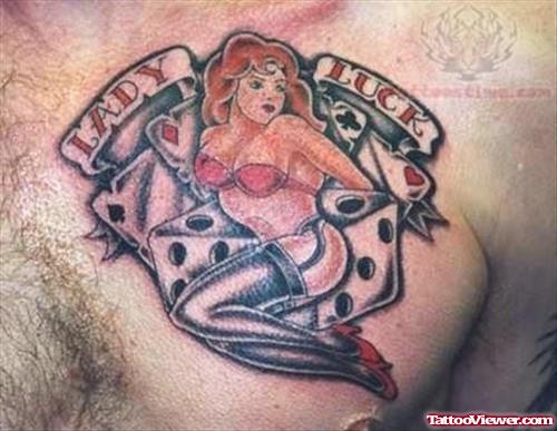 Arousing Pinup Tattoo On Chest