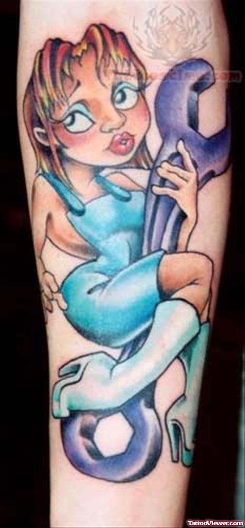 Wrench Girl Pin Up Tattoo