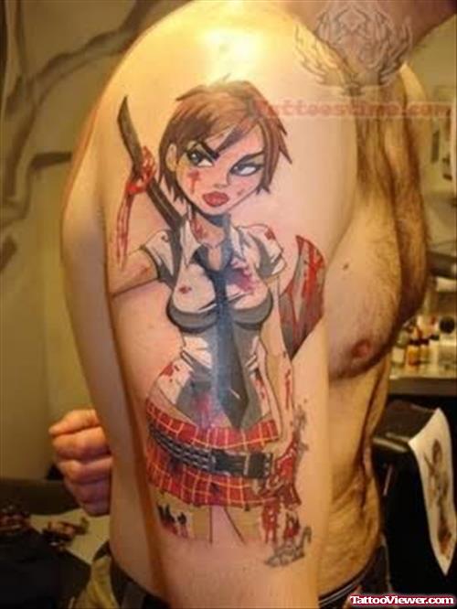 Pin Up Tattoos On Men Shoulder
