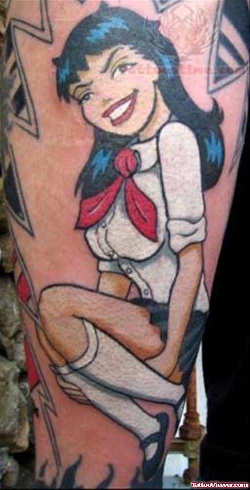 Pin Up School Girl Tattoo
