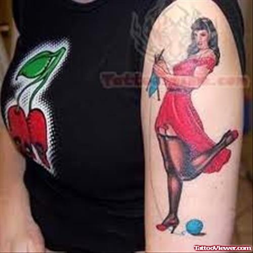Pinup Girl Tattoo On Sleeve