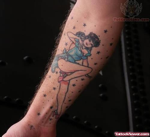 Pin Up Girl Tattoo Design On Arm