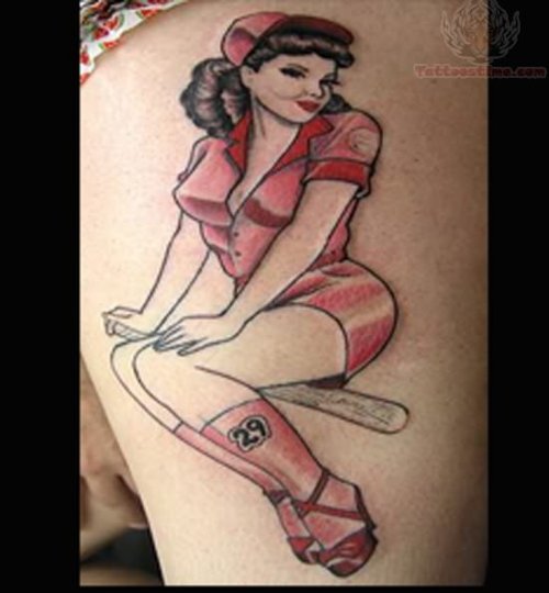 Stylish Pin Up Girl Tattoo