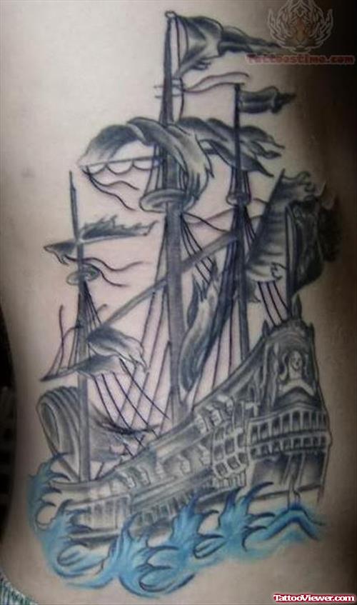 Pirate Tattoo Of A Ship