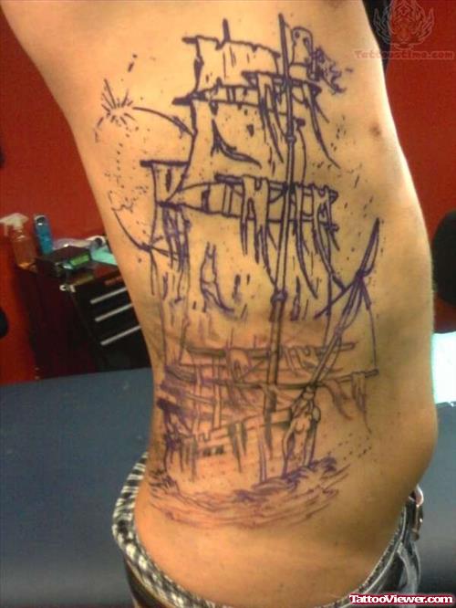 Large Pirate Ship Tattoo