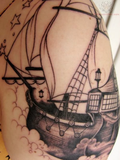 Awesome Pirate Ship Tattoo