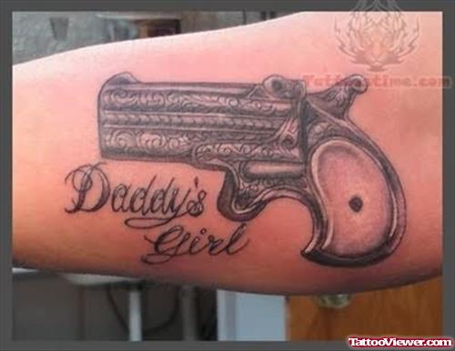 Pistol Tattoo For Girls