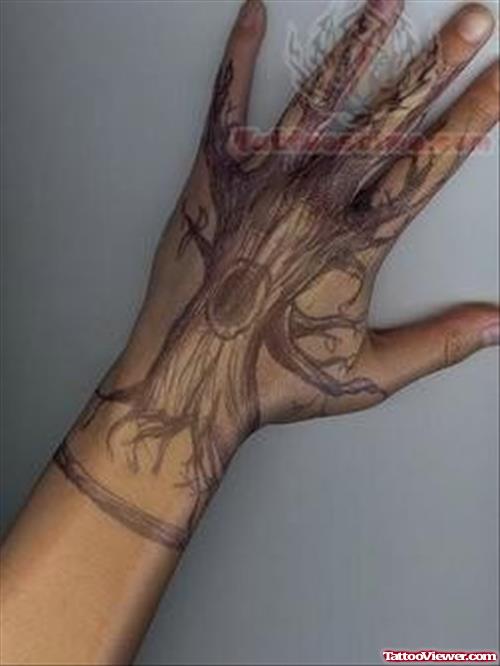 Tree Tattoo Design On Hand