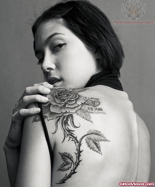 Flower Tattoo On Back Shoulder