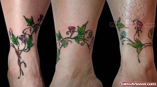 Vine Plants Tattoos On Ankles