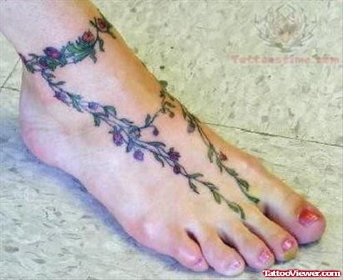 Vine Plant Tattoo For Foot