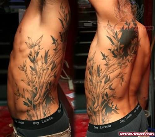 Plants Tattoos On Side Rib