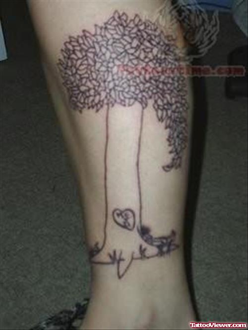Tree Tattoo On Ankle