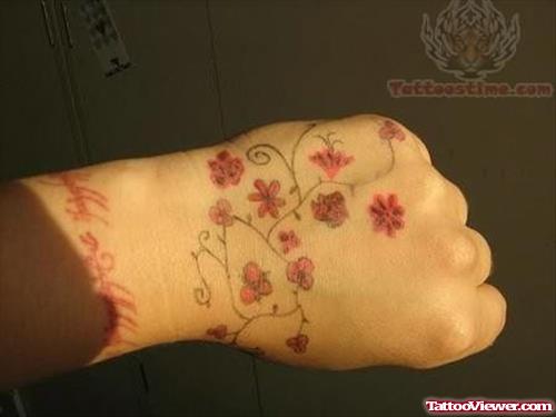 Plant Flowers Tattoos On Hand