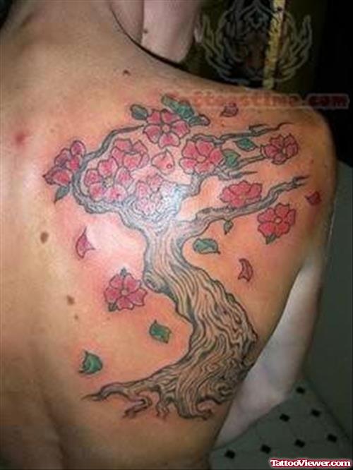 Impressive Tree Tattoo On Back Shoulder