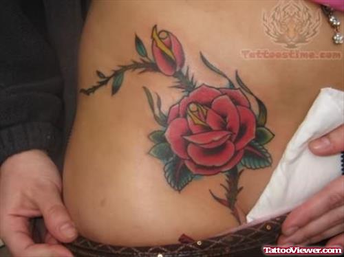 Rose Plant Hip Tattoo
