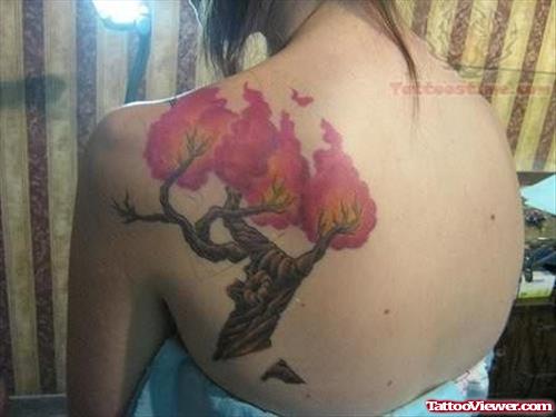Tree Tattoo On Girl Back