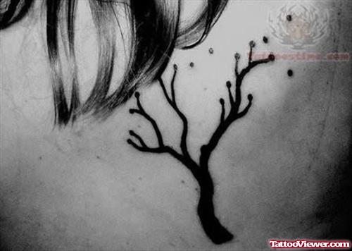 Black And White Tree Tattoo On Back