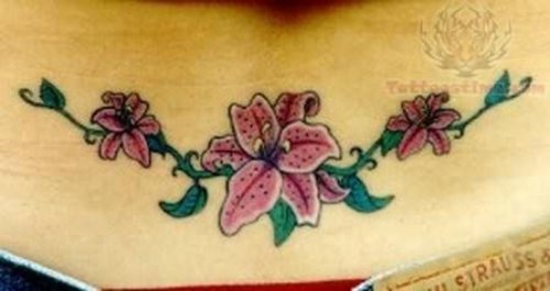 Vine Flower Palnt Tattoo On Waist