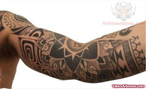Awesome Polynesian Tattoo On Arm