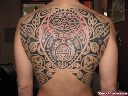 Polynesian Tattoo On Full Back