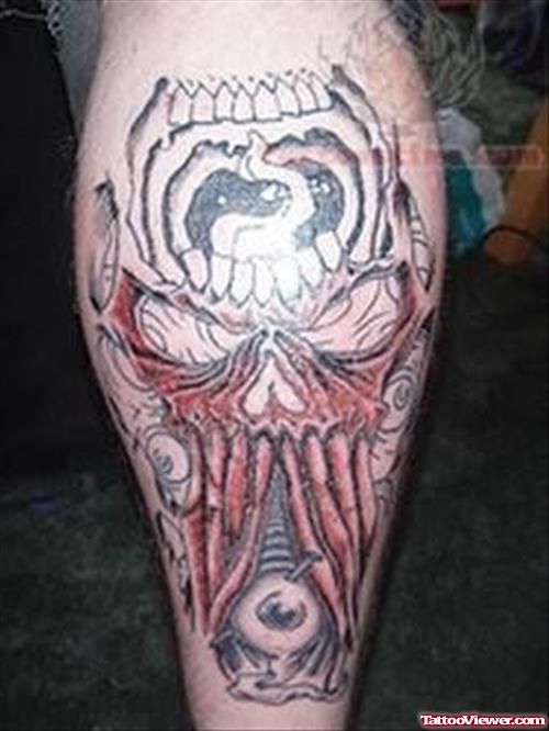 Exceptional Prison Tattoo On Leg