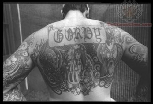 Prison Tattoo On Upper Back