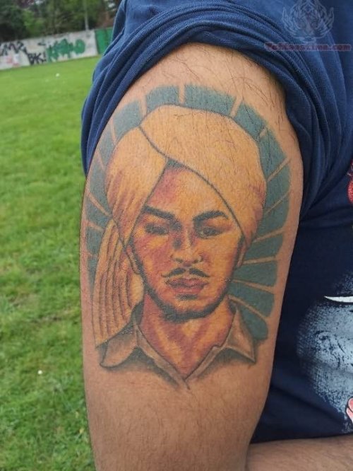 Charming Udham Singh Portrait Tattoo
