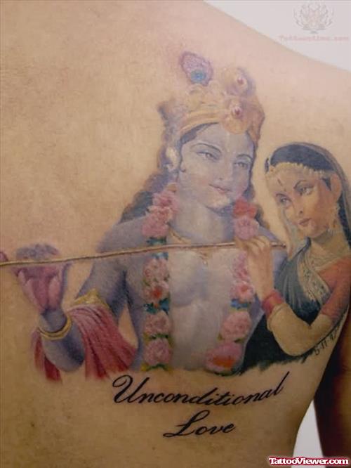 Krishan and Radha Tattoo On Back
