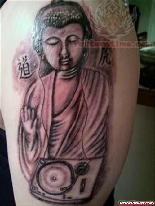 Mahatma Buddha Tattoo On Bicep