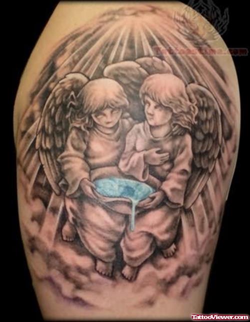 Twin Angels Religious Tattoo