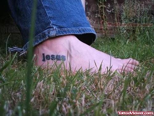 Jesus Name Tattoo On Ankle